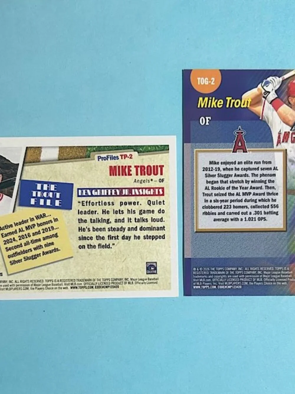 2026 Topps  MIKE TROUT,Angels 2 cards, Stars of MLB & Ken Griffey Profiles